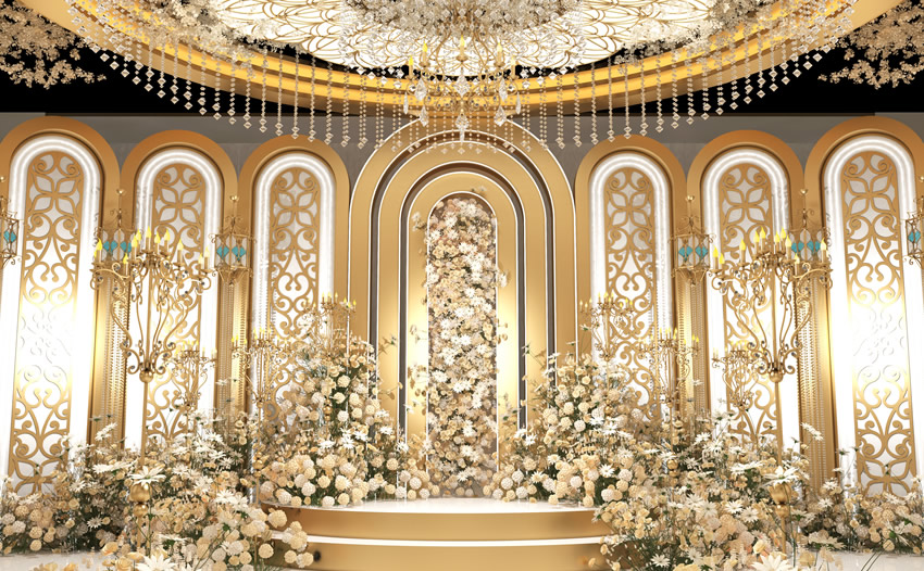 衢江香槟色调婚礼堂效果展示